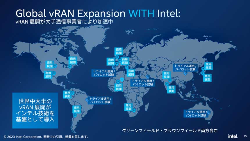 vRANを展開する通信事業者の大半がインテルの技術を採用している