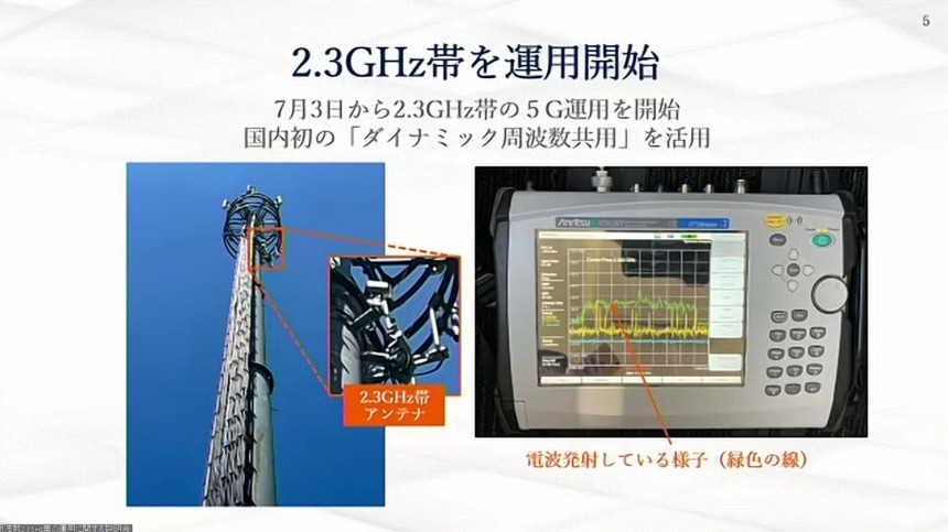 7月3日に運用を開始した2.3GHz帯アンテナ
