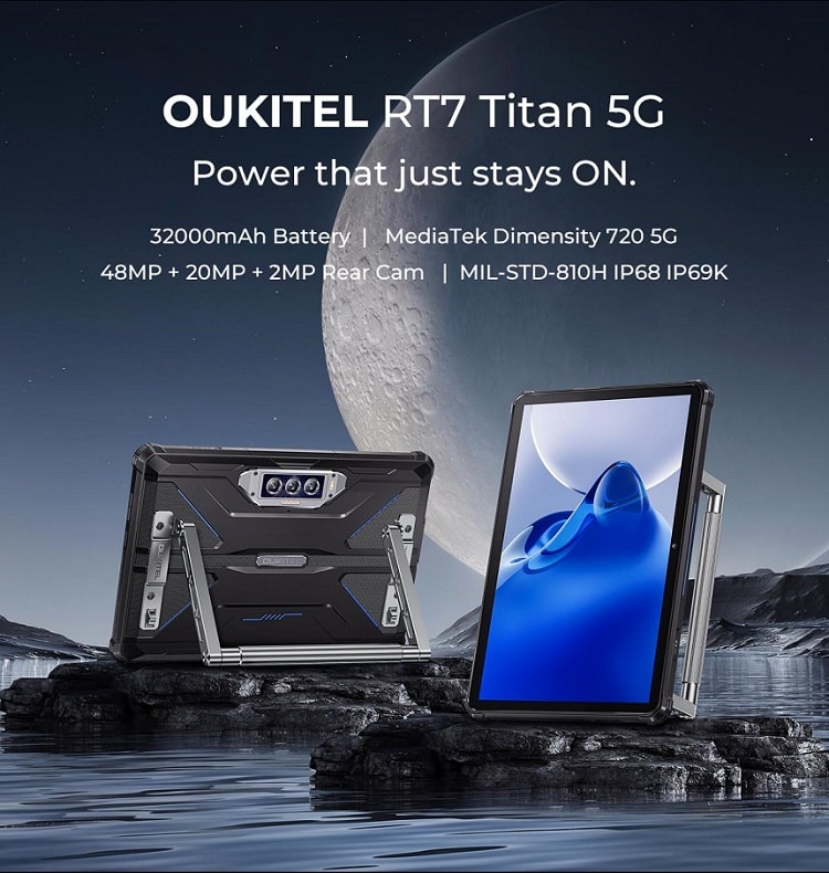 Oukitelが発表した5G堅牢タブレット「RT7 Titan」
