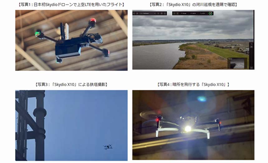 NTT Com、Skudio製ドローンを用いた河川巡視/鉄塔点検/夜間飛行の検証に成功