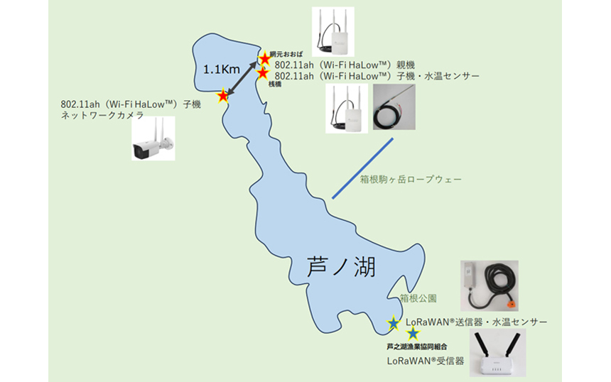 Wi-Fi HaLow、LoRaWANを活用し芦ノ湖で監視・管理の実証　NTT東・フルノ・IIJら