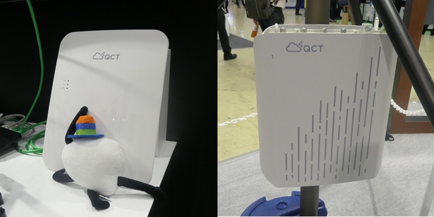 QCT製のローカル5G無線機（RRU）。左が屋内用。右が屋外用で、TDD3によって600Mbps超の上り通信が可能だ