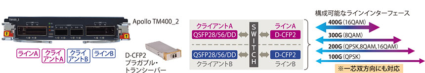 図表2　プラガブルトランシーバーを活用した光伝送モジュールの例