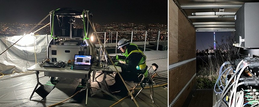 東京スカイツリーで実施した高度差試験の様子