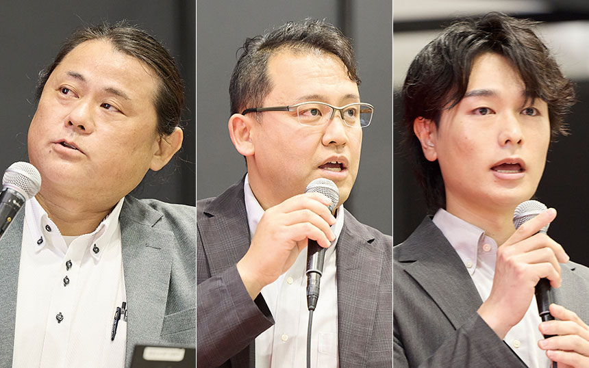 （左から）株式会社SUBARU 技術研究所 技術開発１ 主査３主査 小山哉氏／株式会社SUBARU 技術研究所 技術開発１ 主査３担当 山口史人氏／日鉄ソリューションズ株式会社 産業ソリューション事業本部 コネクテッド・インダストリー事業推進センター エンタープライズ5Gグループ主任 鍬野愛都氏