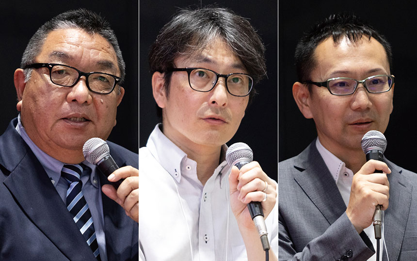 （左から）サンリツオートメイション株式会社 尾関敦氏／株式会社構造計画研究所 西浦升人氏／アンリツ株式会社​ 佐々木聖志氏