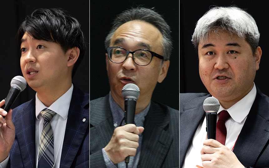 （左から）積水化学工業株式会社 塩野谷健太氏​／国立研究開発法人情報通信研究機構 佐藤慎一氏​／国立研究開発法人情報通信研究機構 山田亮太氏