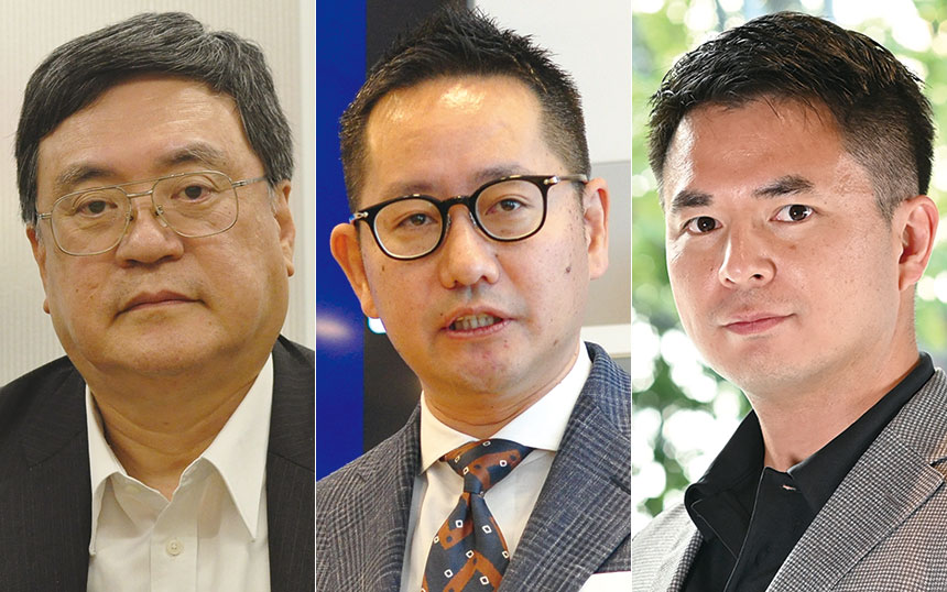 （左から）無線LANビジネス推進連絡会（Wi-Biz） 代表理事（会長）の北條博史氏、シスコシステムズ 執行役員 ネットワーキング事業担当の高橋敦氏、日本ヒューレット・パッカード Aruba事業統括本部 技術統括本部 テクノロジーコンサルティング部 部長の下野慶太氏