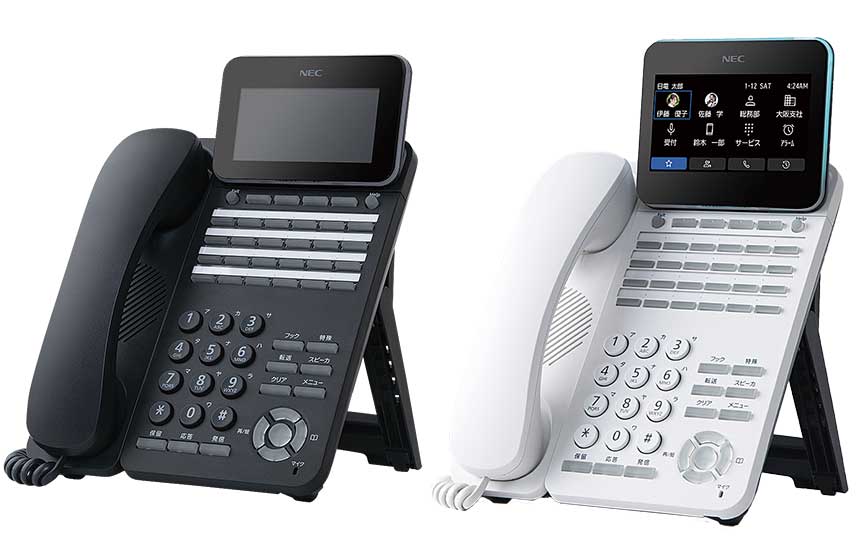 (左から)デジタル多機能電話機「UNIVERGE DX300」、IP多機能電話機「UNIVERGE DX700」の外観