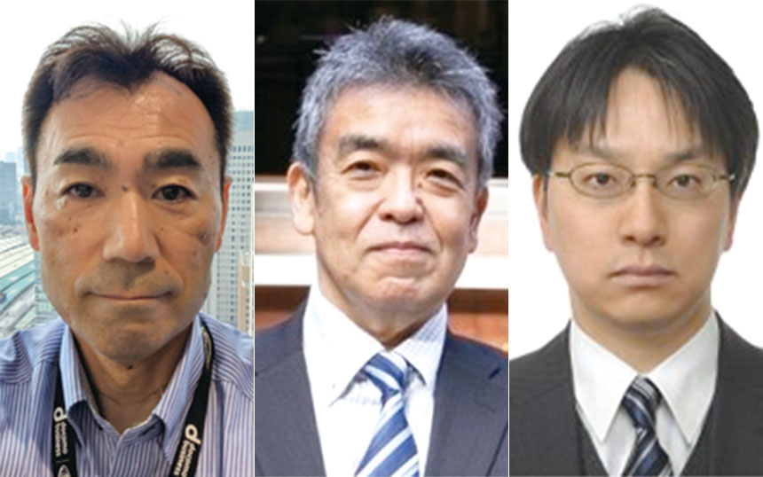 （左から）NTTドコモビジネス プラットフォームサービス本部 クラウド&ネットワークサービス部 第二サービス部門 担当課長 小島利昭氏、同部門 スペシャリスト（宇宙領域） 田中俊光氏、ビジネスソリューション本部 ソリューションサービス部 デジタルイノベーション部門 担当課長 阿部隆一氏