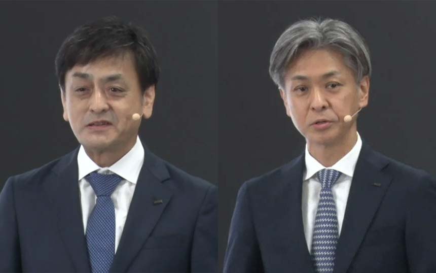 (左から)KDDI 取締役執行役員専務 パーソナル事業本部長 竹澤浩氏、パーソナル事業本部 マーケティング本部長 手塚嘉一郎氏