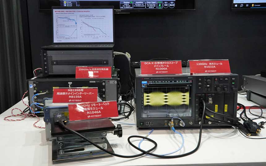 キーサイトが日本で初公開した448Gbpsデータ生成・解析ソリューションの実機デモ