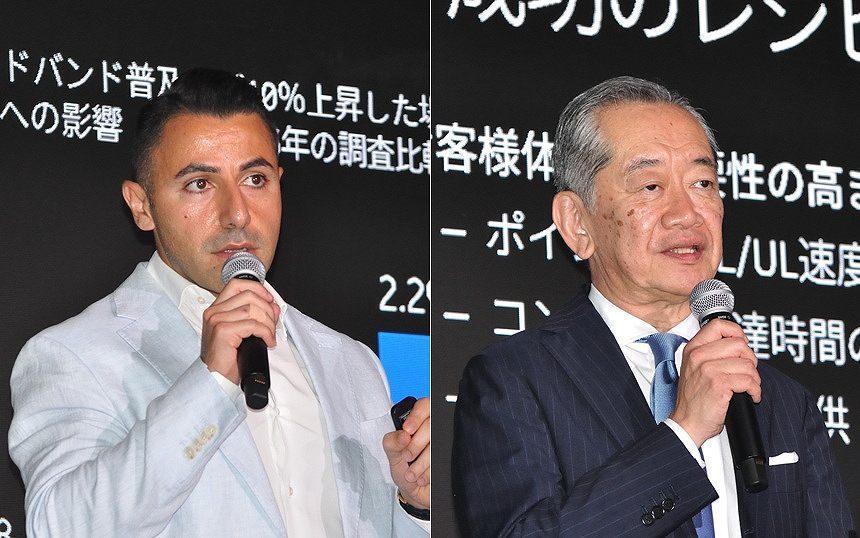 エリクソン・ジャパン 代表取締役社長の野崎哲氏とジャワット・マンスール氏