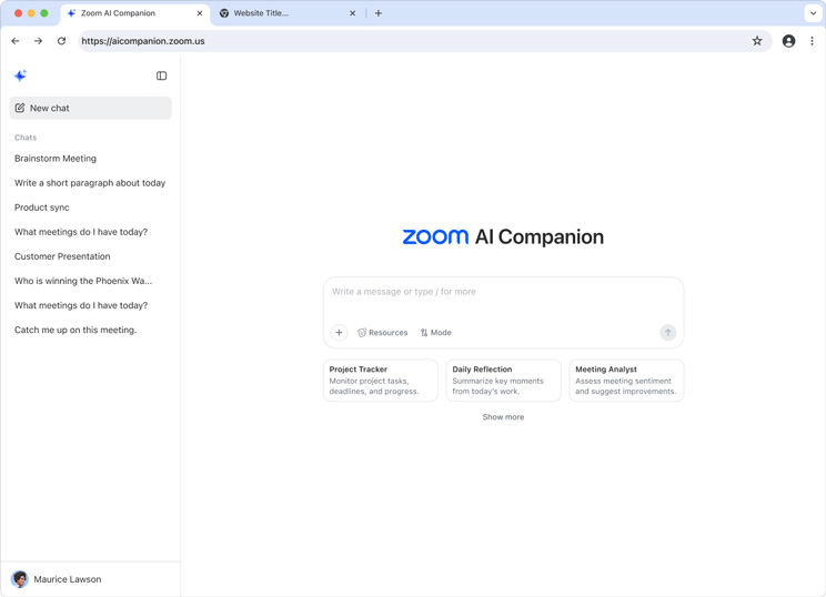Zoom AI CompanionはWebブラウザからでも利用できる