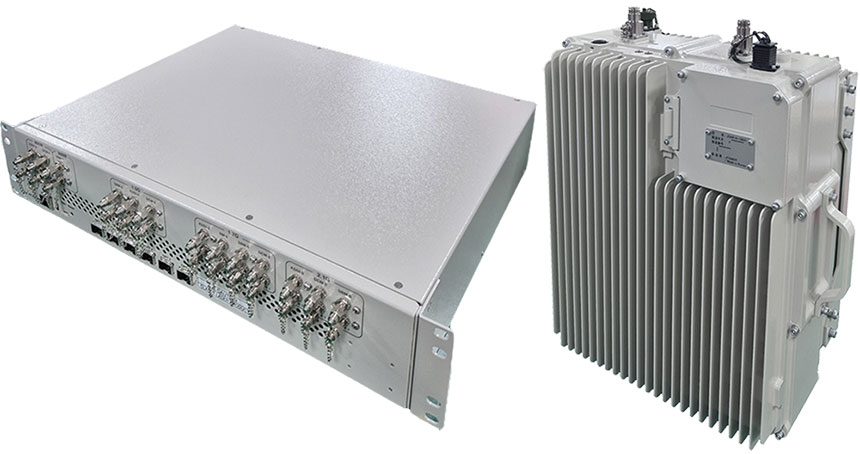大阪・淀屋橋ゲートタワーに導入する新型共用装置。左がMU(Main Unit)、右がRU(Remote Unit)