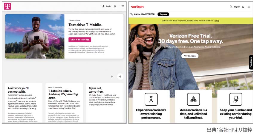 T-MobileとVerizonは「お試し契約」を提供