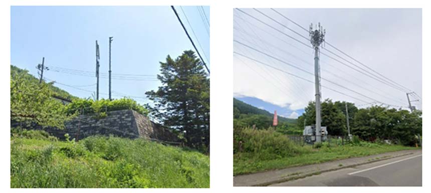 （左から）山の手の基地局、白川の基地局