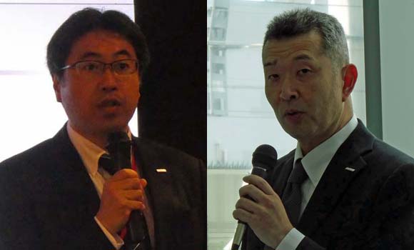 （左から）NTTドコモ サービスマネジメント部 オペレーションシステム 担当部長 鈴木啓介氏、同社 サービスオペレーション部 災害対策室 室長 尾崎康征氏