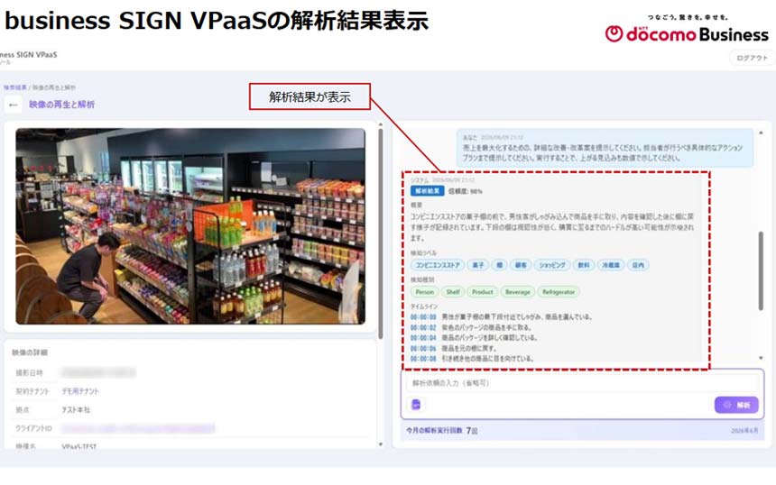 NTTドコモビジネスがAIエージェント活用の映像解析プラットフォーム　店舗の売上改善策を提案