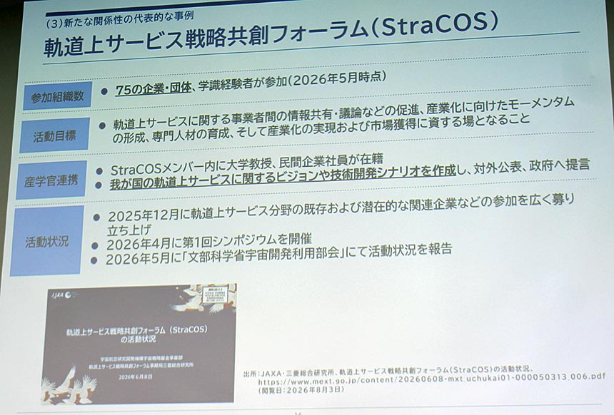 軌道上サービス戦略共創フォーラム(StraCOS)の概要