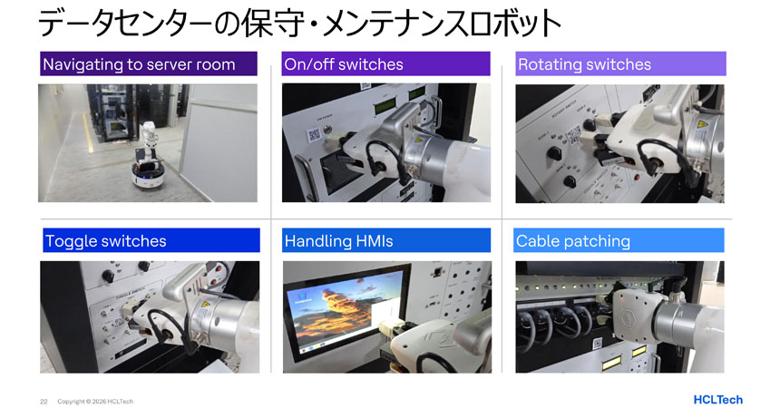 データセンターの保守・メンテナンスへのロボット活用イメージ