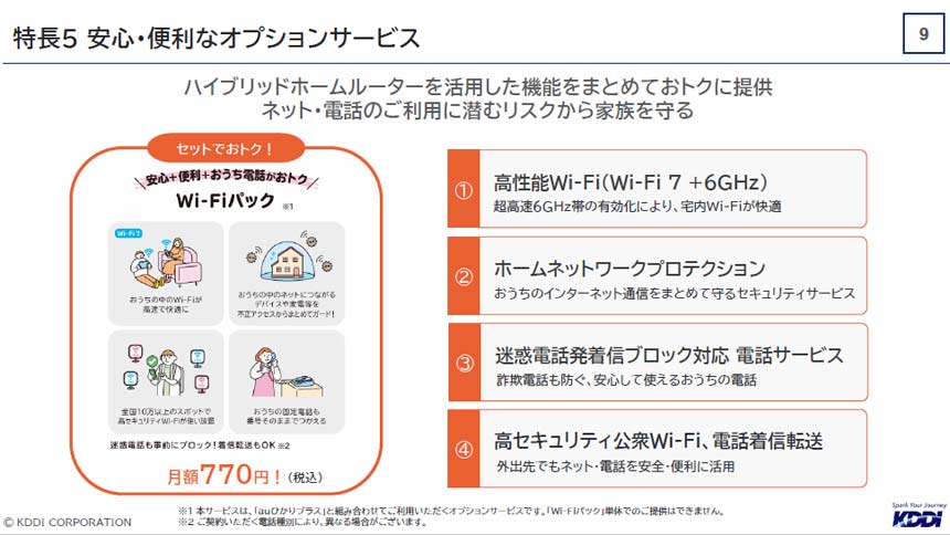 Wi-Fiパックに含まれるサービス・機能