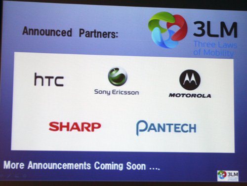 すでにHTC、ソニー・エリクソン、モトローラ、シャープ、パンテックの5社が3LM社のパートナーになっている
