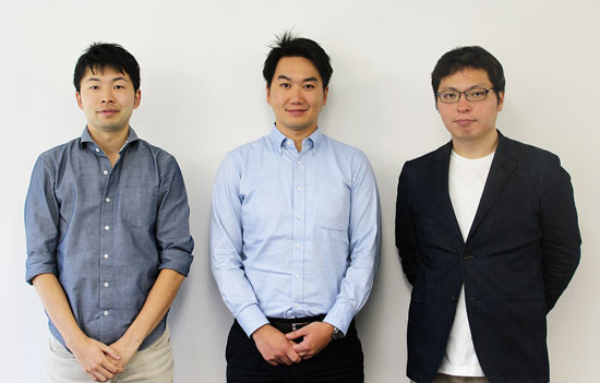 （右から）ソナスCTOの鈴木誠氏、同CEOの大原壮太郎氏、共同創業者の神野響一氏