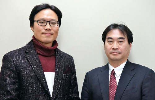 （右から）NTT未来ねっと研究所 ワイヤレスシステムイノベーション研究部 グループリーダー 主幹研究員 清水敬司氏、同研究部 主任研究員 李斗煥氏
