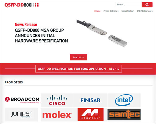 「QSFP-DD800 MSA」のWebサイト