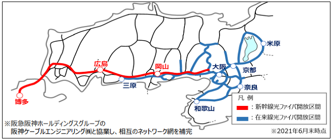 JR西日本の光ファイバーネットワーク図