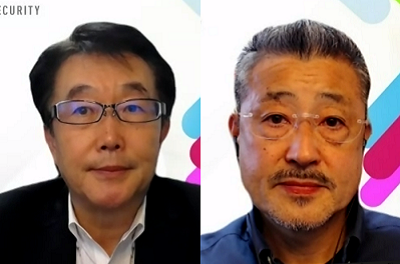 チェック・ポイント・ソフトウェア・テクノロジーズ 日本法人 代表取締役社長の青葉雅和氏（左）と、 サイバーセキュリティ オフィサーの卯城大士氏